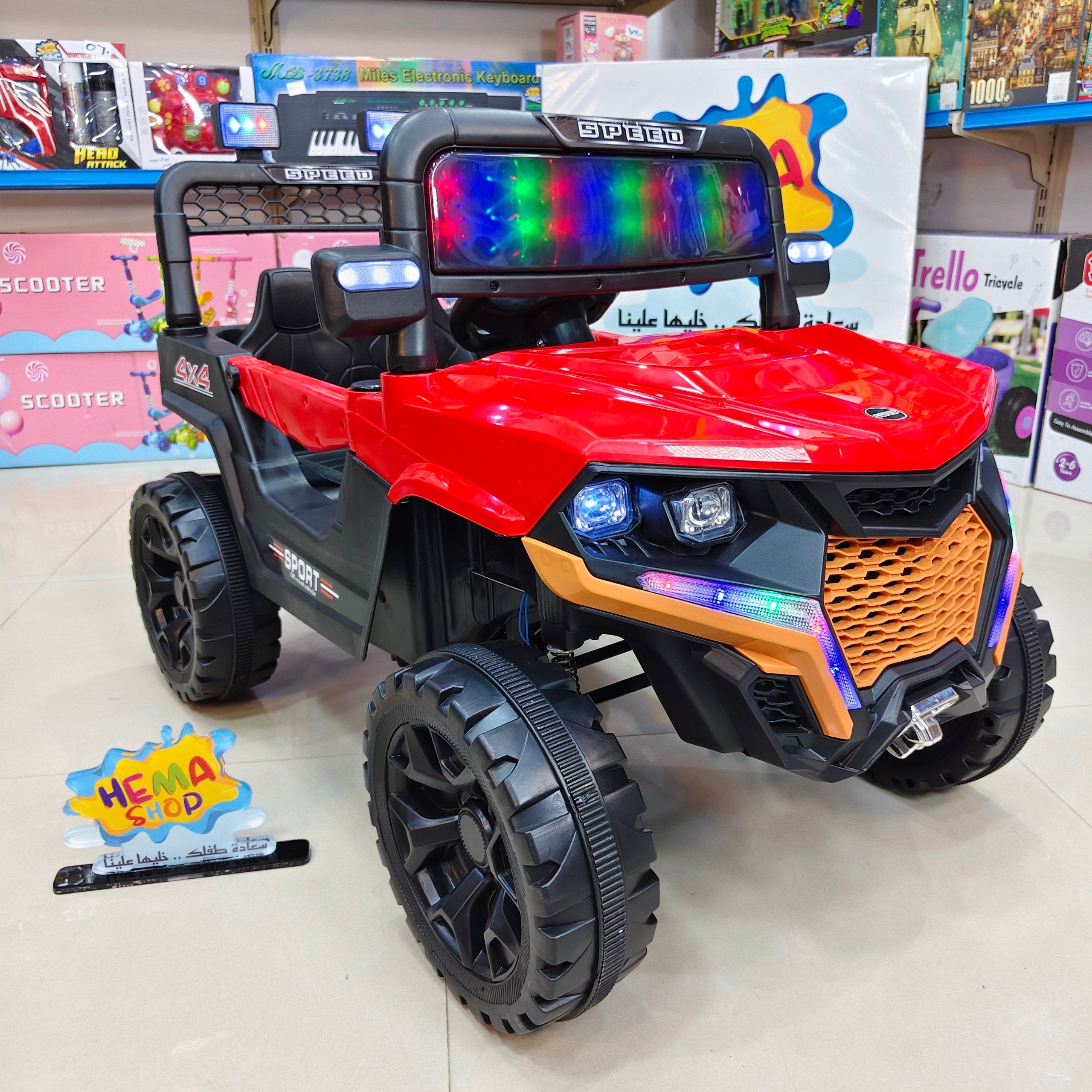 سياره الاطفال جيب 4×4 احمر