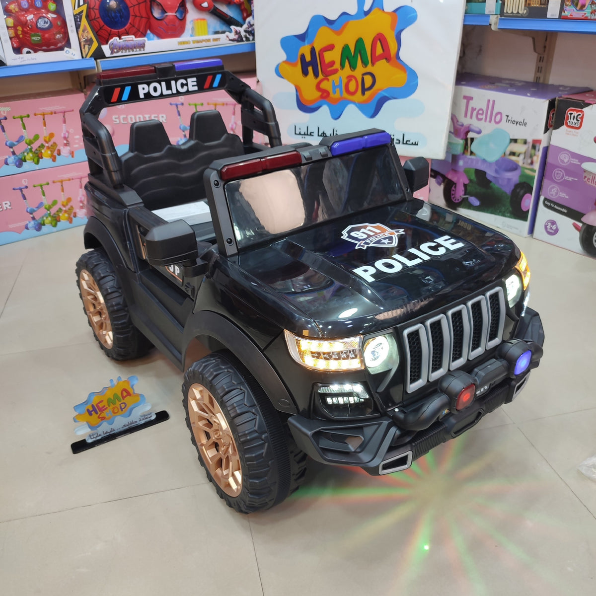 سيارة الاطفال جيب بوليس اسود